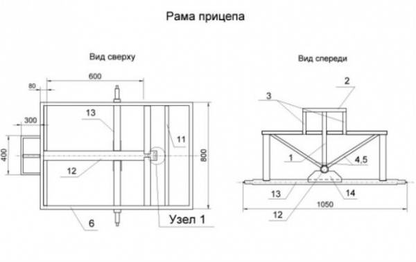 Прицепное устройство для мотоблока: размеры + чертежи